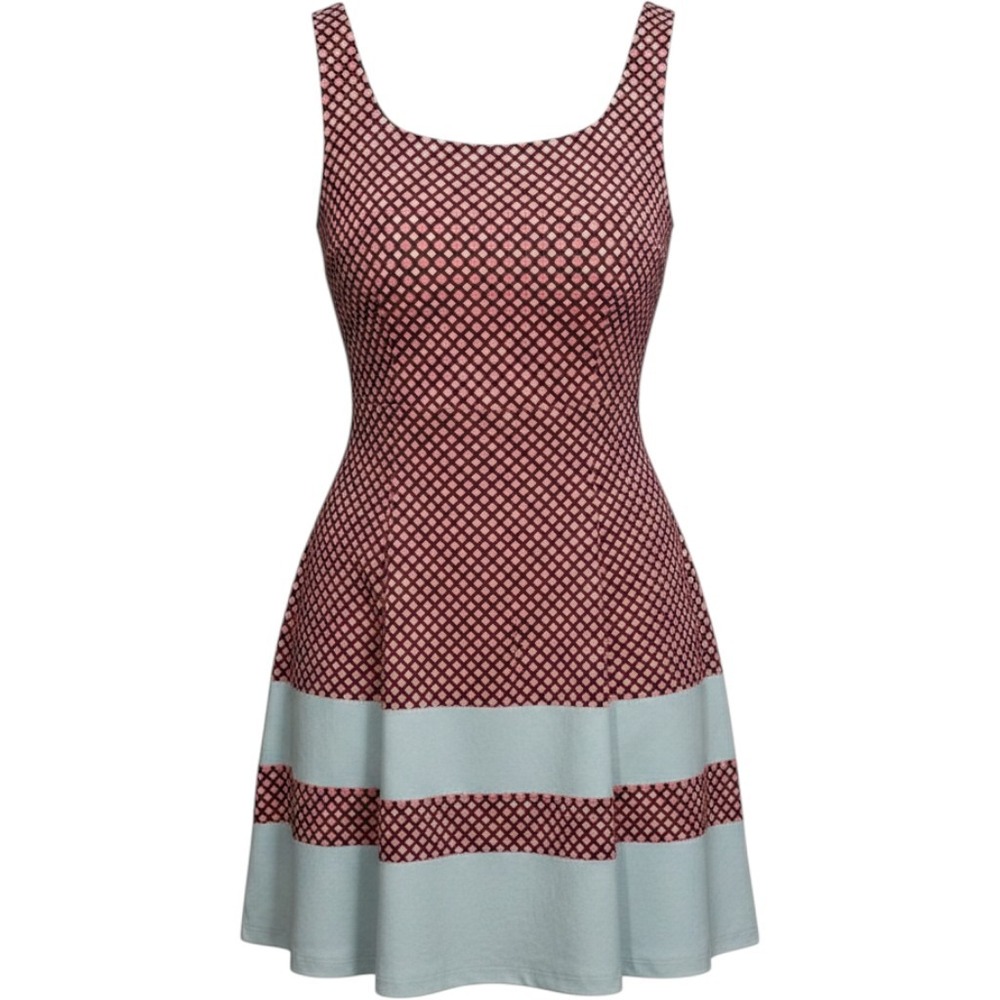 Darling Fit and Flare Dress Red Black White Geometric Print Sleeveless